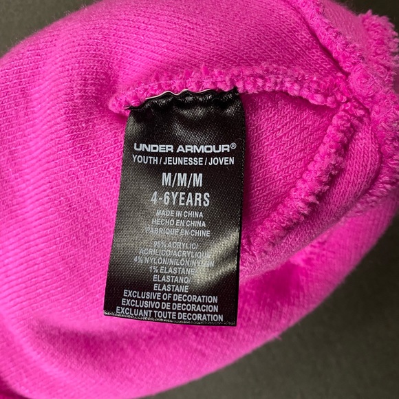 Youth Pink Under Armour Beanie with Line Design - Picture 3 of 8